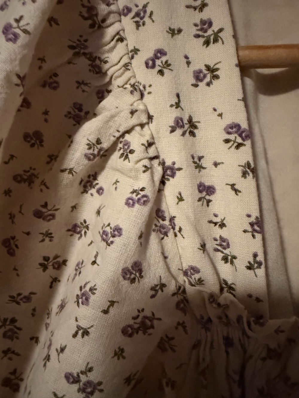 Neuflora Emerson Cream Maxi Dress with Purple Floral Print and Puff Sleeves - Picture 4 of 5